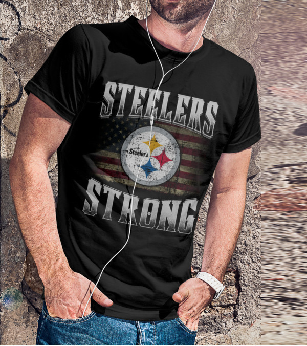 Steelers Strong Pittsburgh Steelers Usa Flag T-Shirt