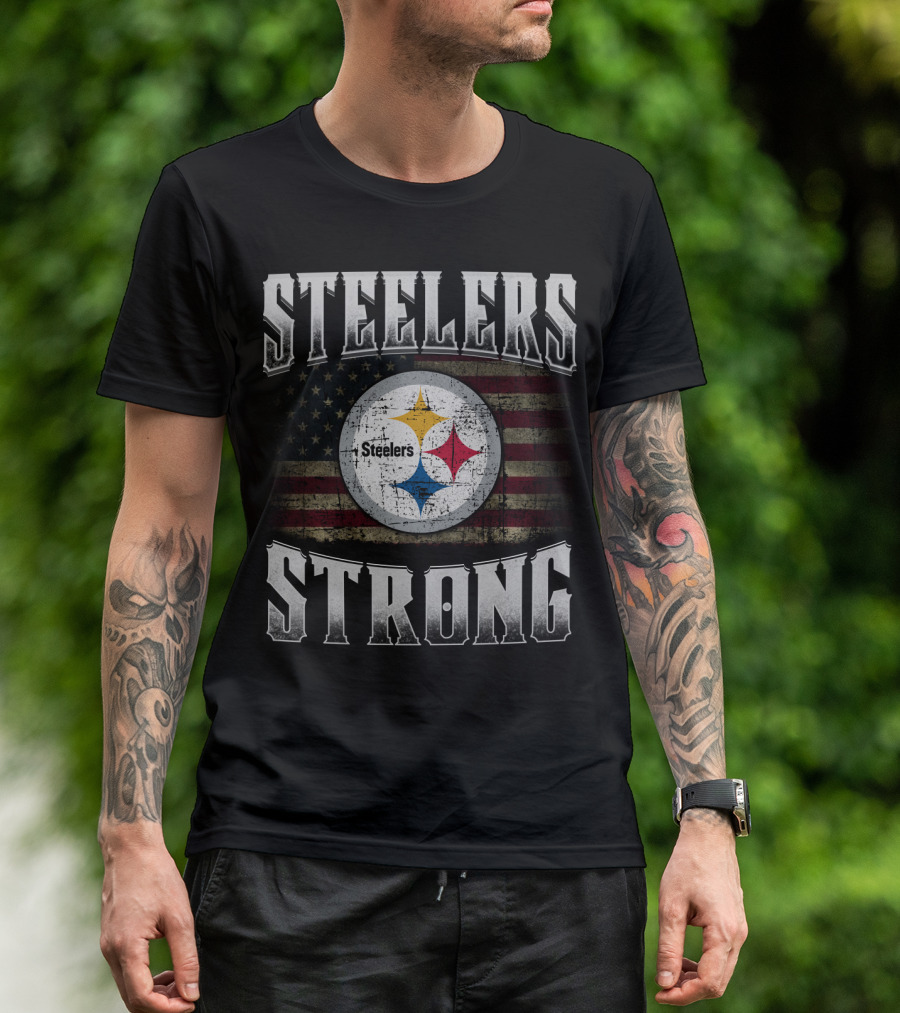 Steelers Strong Pittsburgh Steelers Usa Flag T-Shirt