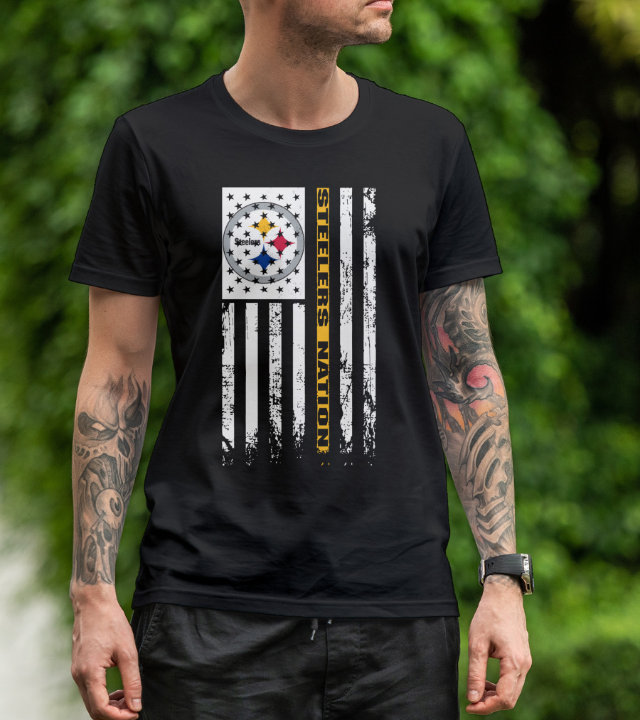 Steelers Nation Pittsburgh Steelers Logo Flag T-Shirt