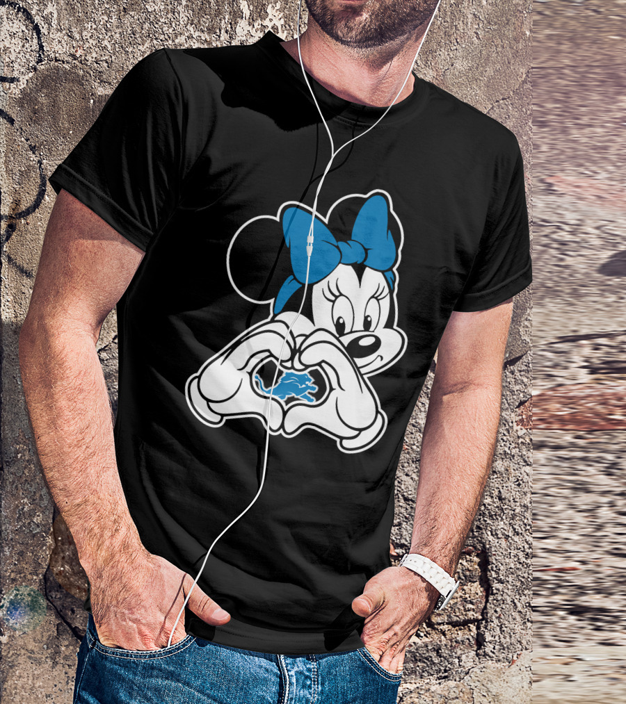 Detroit Lions Minnie Mouse Heart Hands T-Shirt
