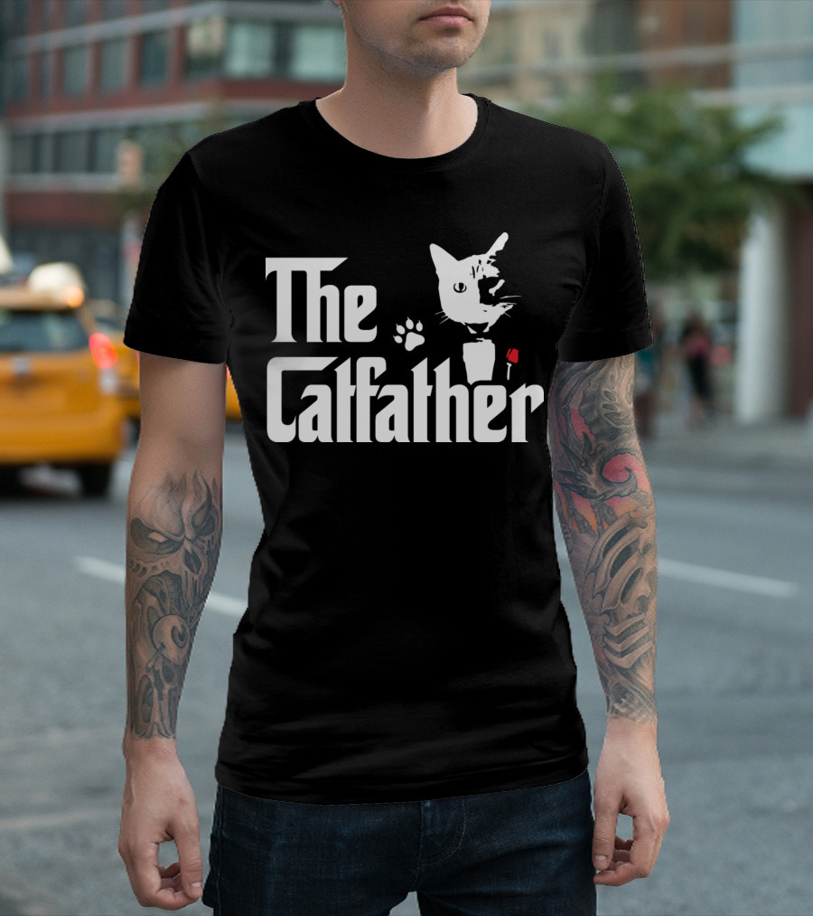 The Catfather Cat Paw Print Rose T-Shirt