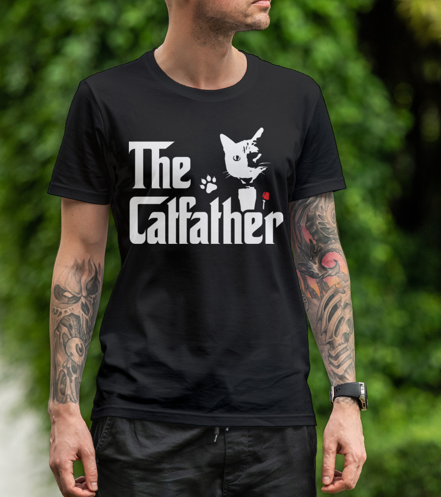 The Catfather Cat Paw Print Rose T-Shirt