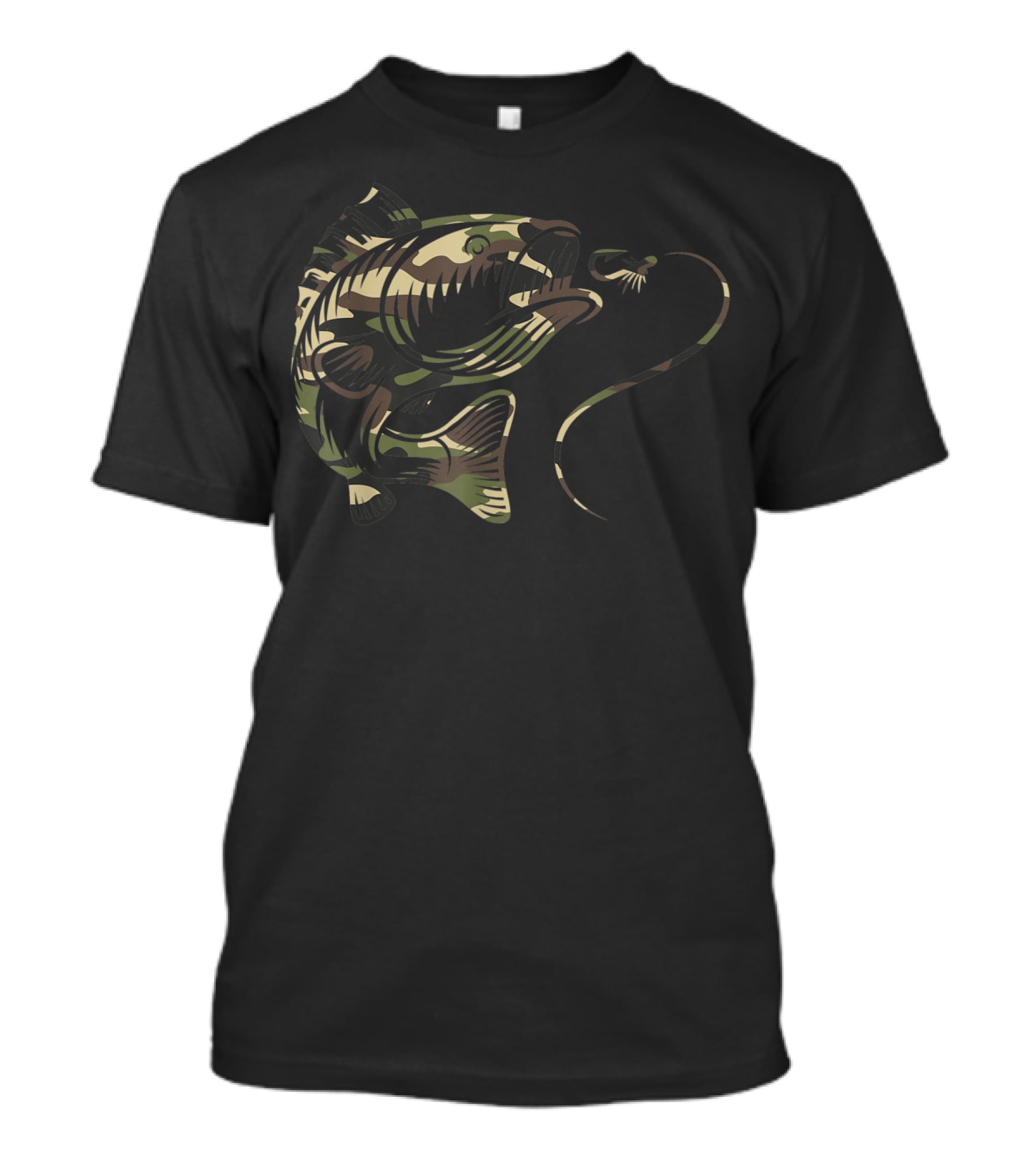 Camouflage Bass Fishing Angler Camo Hook Line Fish T-Shirt