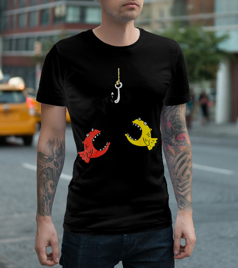 VTO Fishing Hook with Red and Yellow Fish T-Shirt