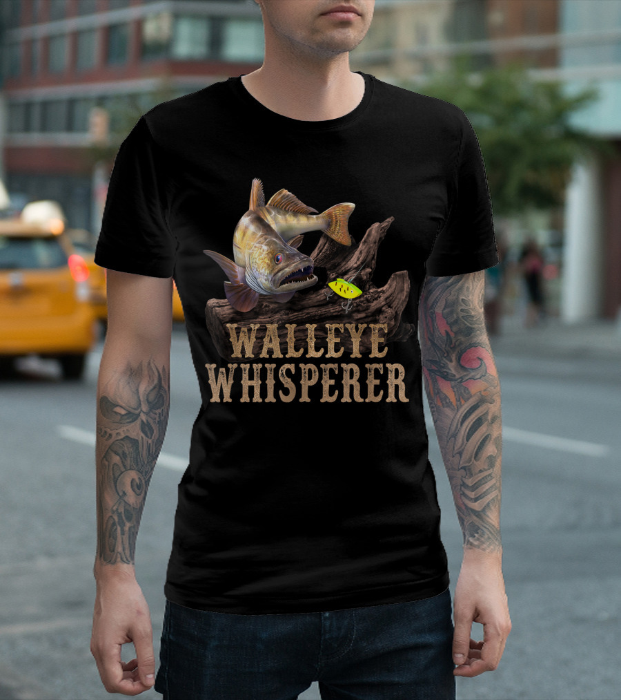 Walleye Whisperer Large Walleye With Fishing Lure T-Shirt