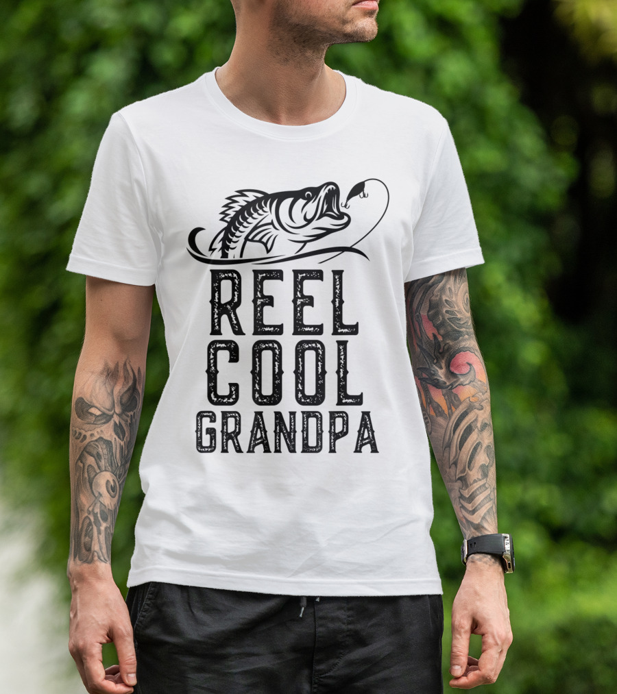 Reel Cool Grandpa Fishing Hook Bass T-Shirt
