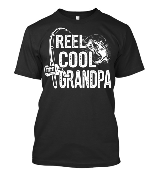 Reel Cool Grandpa Fishing Enthusiast With Fishing Rod And Fish T-Shirt