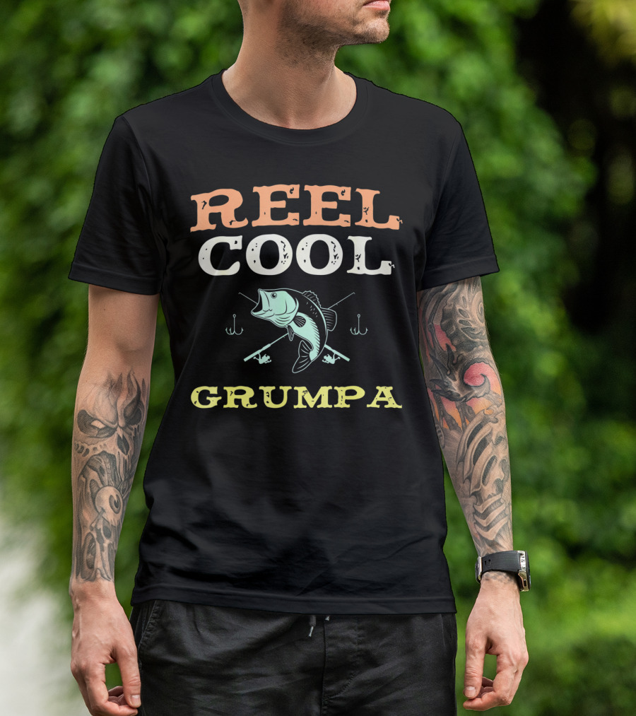 REEL COOL GRUMPA FISHING BASS AND HOOKS T-Shirt