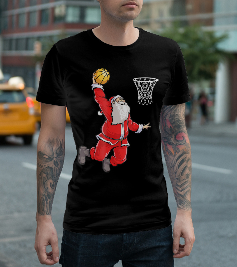 Basketball Santa Christmas Dunking Sports Fun T-Shirt