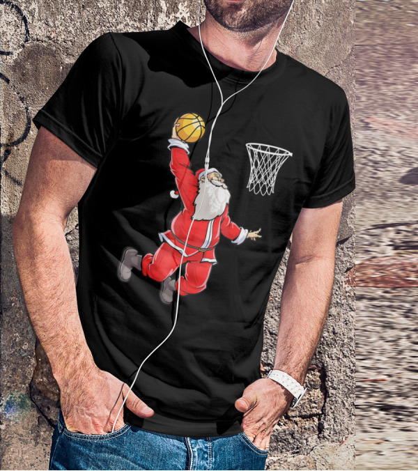 Basketball Santa Christmas Dunking Sports Fun T-Shirt