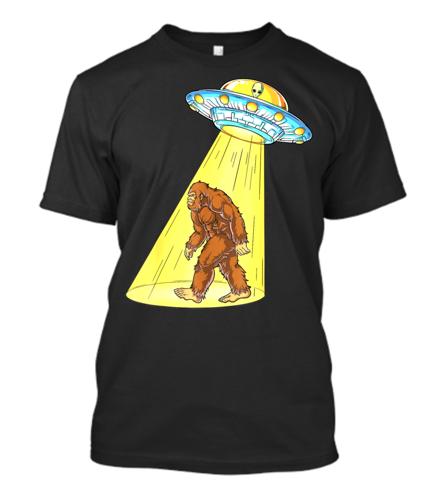 Bigfoot Sasquatch UFO Abduction Alien Flying Saucer T-Shirt