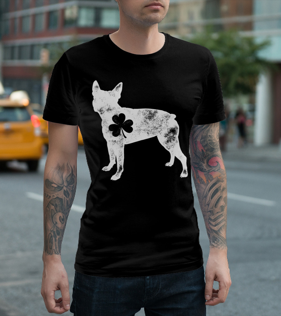 Boston Terrier Dog Shamrock St Patricks Day Men T-Shirt