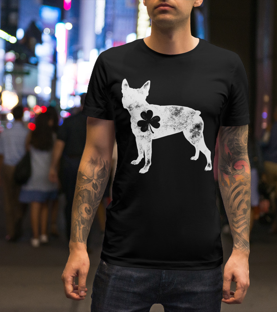 Boston Terrier Dog Shamrock St Patricks Day Men T-Shirt