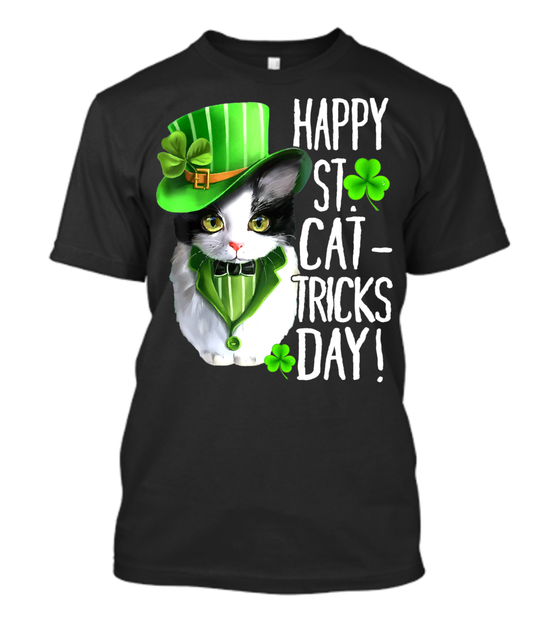 Happy St. Cat-Tricks Day Leprechaun Cat Shamrock T-Shirt