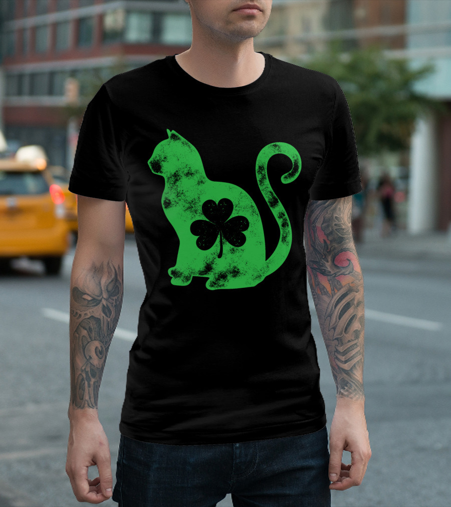 Cat Shamrock St Patricks Day Happy Cattys Women T-Shirt