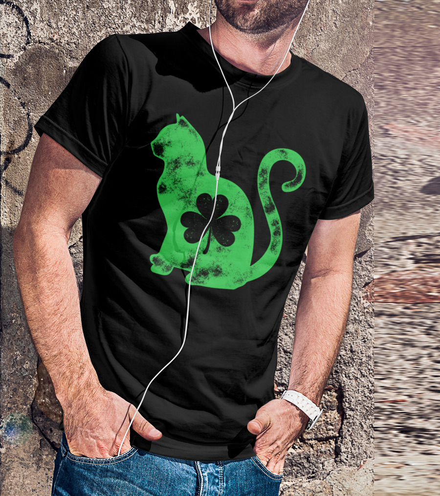Cat Shamrock St Patricks Day Happy Cattys Women T-Shirt