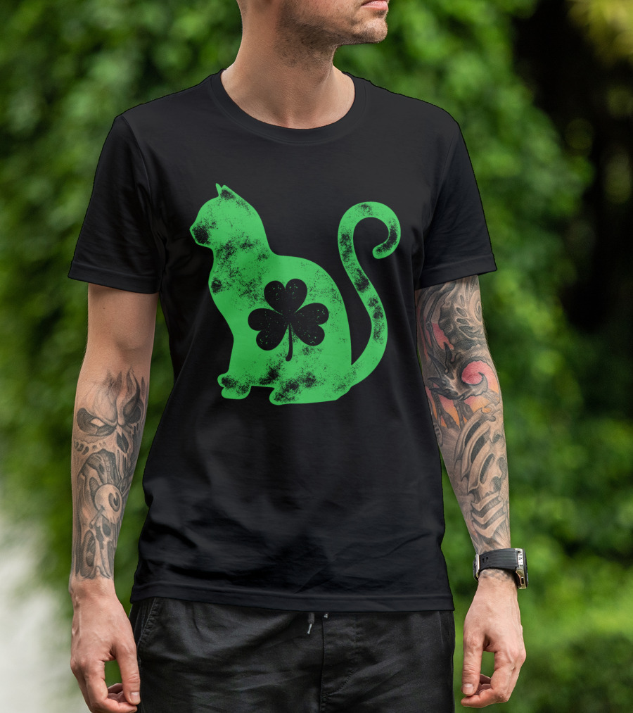 Cat Shamrock St Patricks Day Happy Cattys Women T-Shirt