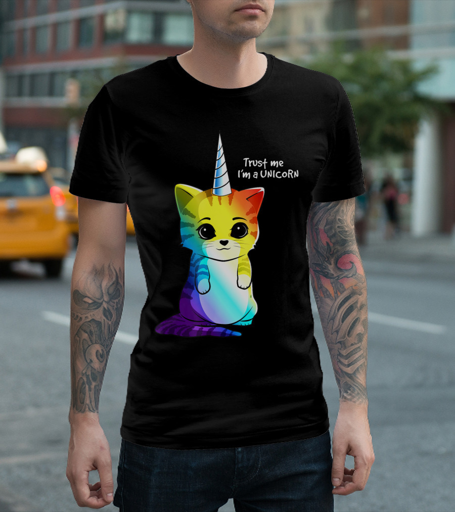 Trust Me I'm a Caticorn Unicorn Cat Kittycorn Girls Women Rainbow T-Shirt
