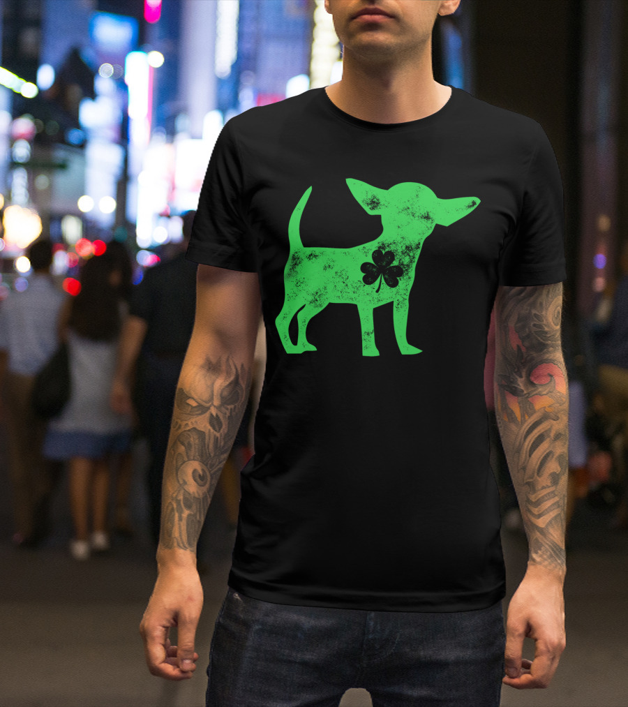 Chihuahua St Patricks Day Dog Lover Shamrock Iconic Green T-Shirt
