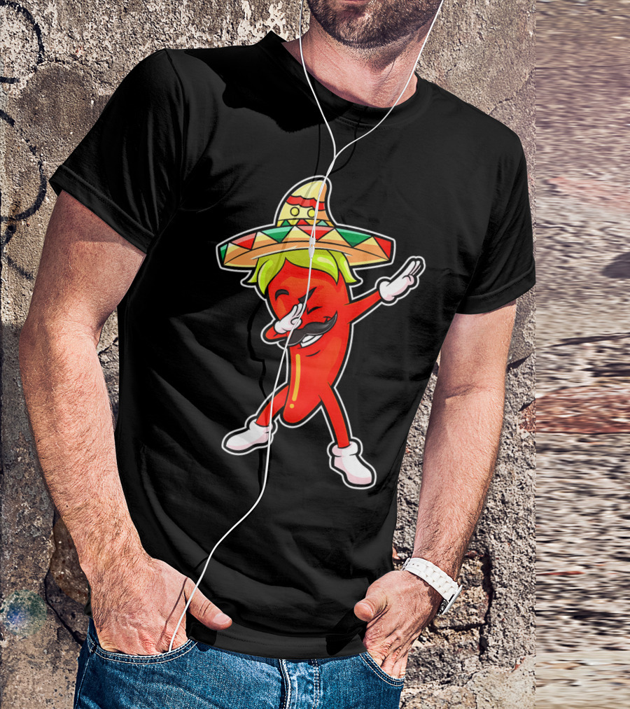Chili Dabbing Pepper With Sombrero Mexican Hot Jalapeno Dab T-Shirt