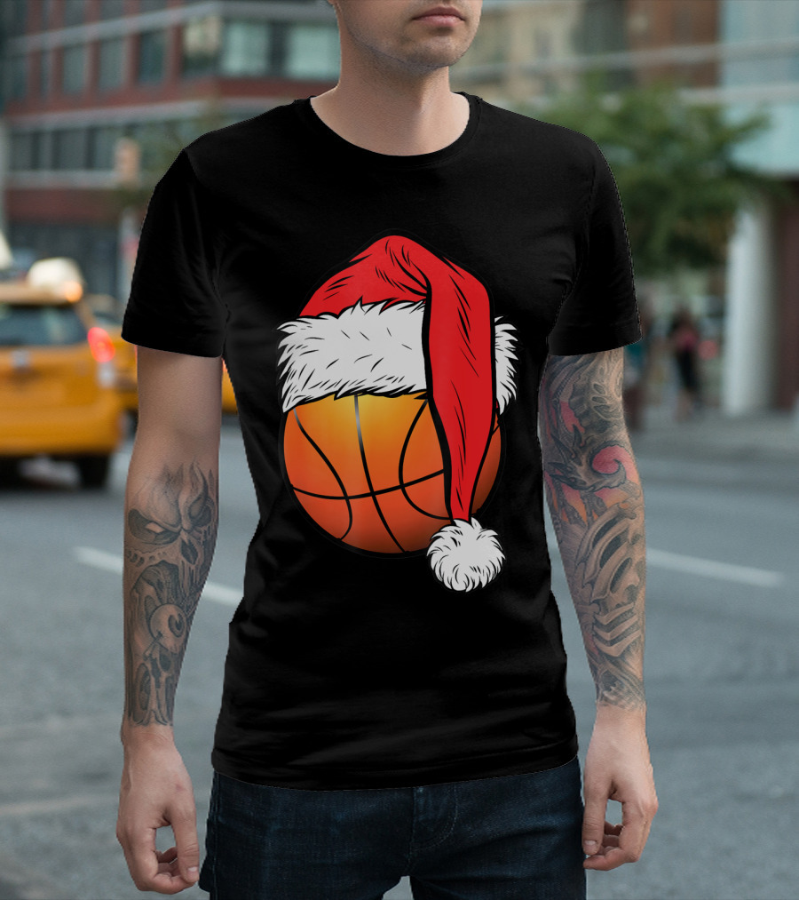 Christmas Santa Basketball Ball Sport T-Shirt