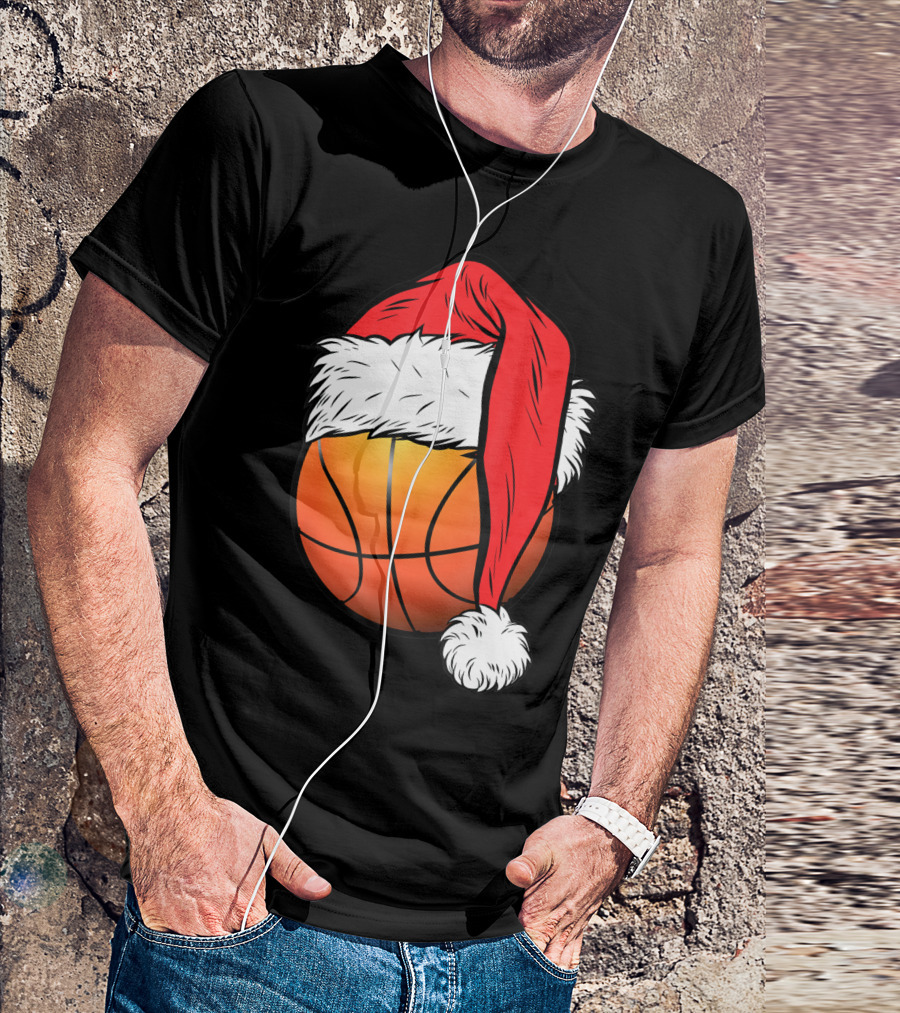 Christmas Santa Basketball Ball Sport T-Shirt