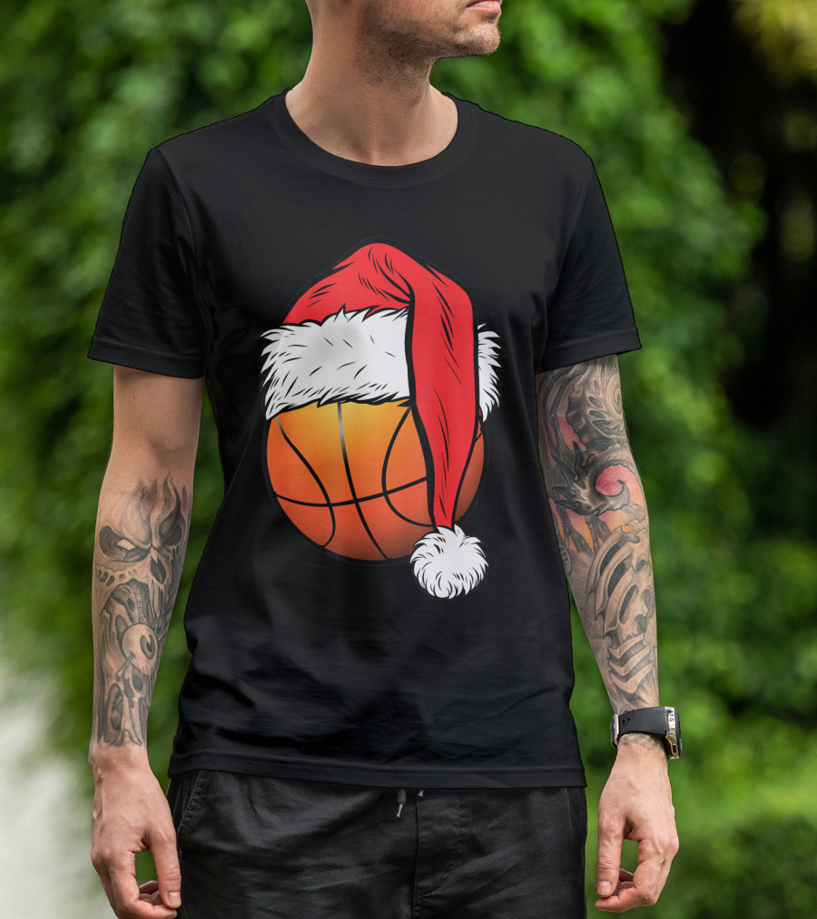 Christmas Santa Basketball Ball Sport T-Shirt