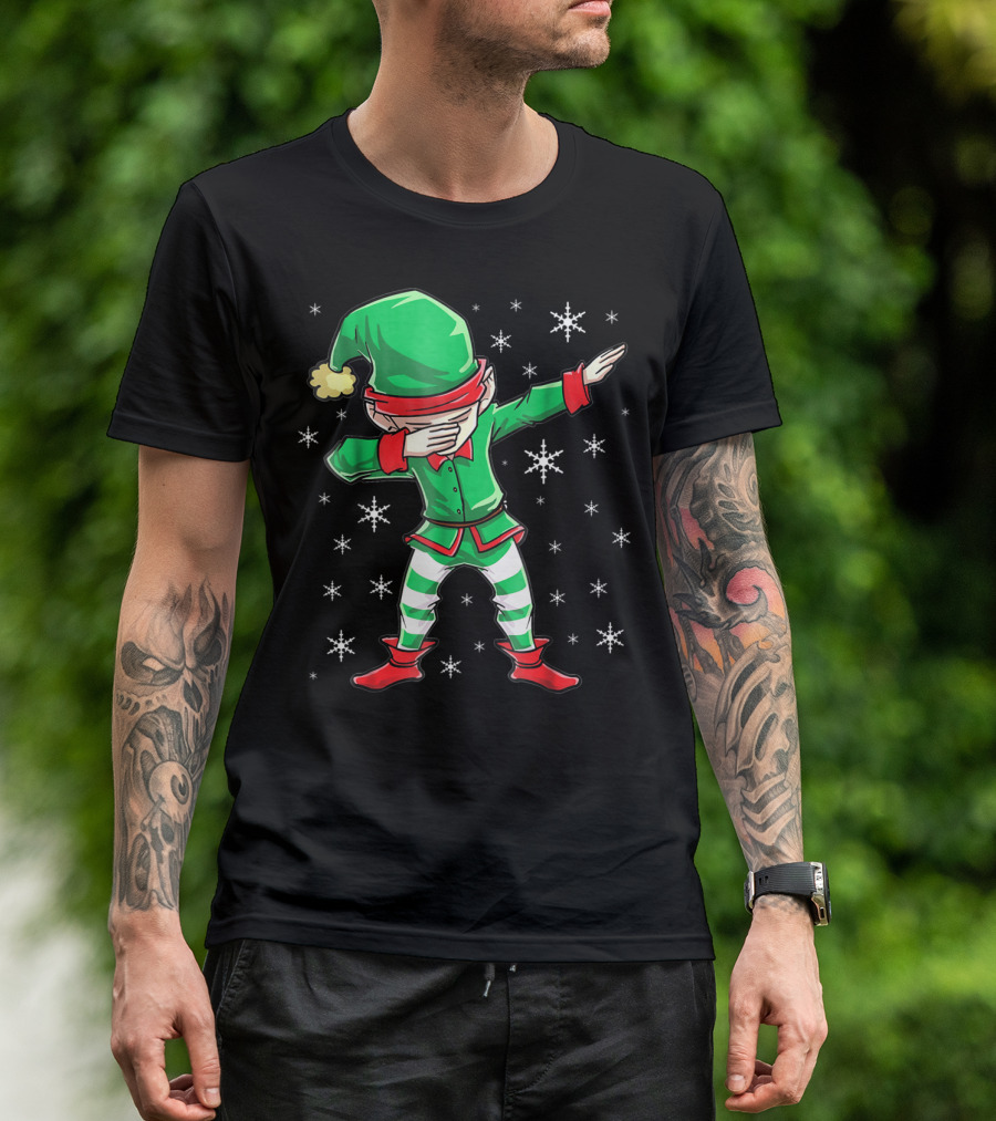 Christmas Dabbing Elf Squad Snowflake Dance T-Shirt