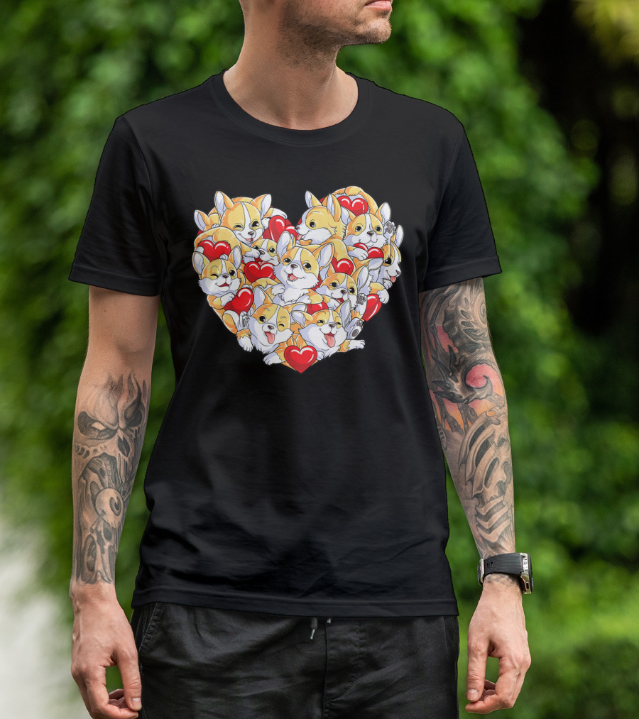 Valentines Day Corgi Heart Dog Lover Boys Love T-Shirt