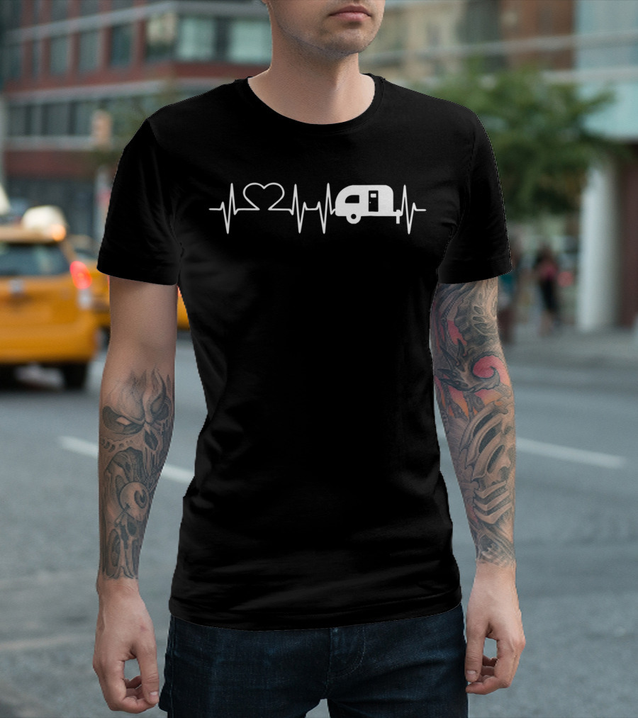 Heartbeat Camper Heartbeat Campfire Camping Lovers T-Shirt