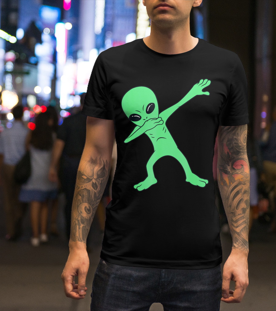 Dabbing Alien Halloween Funny Dab Girl Green Alien Dab Dance T-Shirt