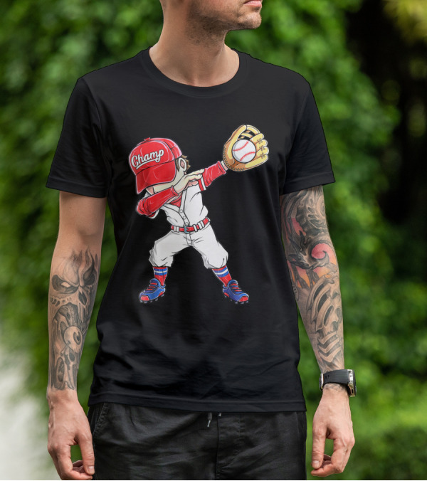 Dabbing Champ Baseball Catcher Pitcher T-Shirt