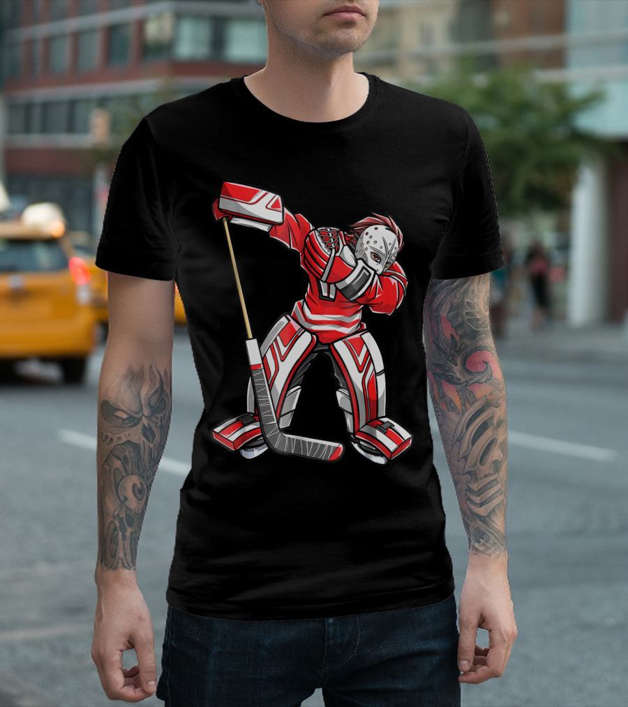 Dabbing Ice Hockey Masked Player Funny Dab Squad T-Shirt