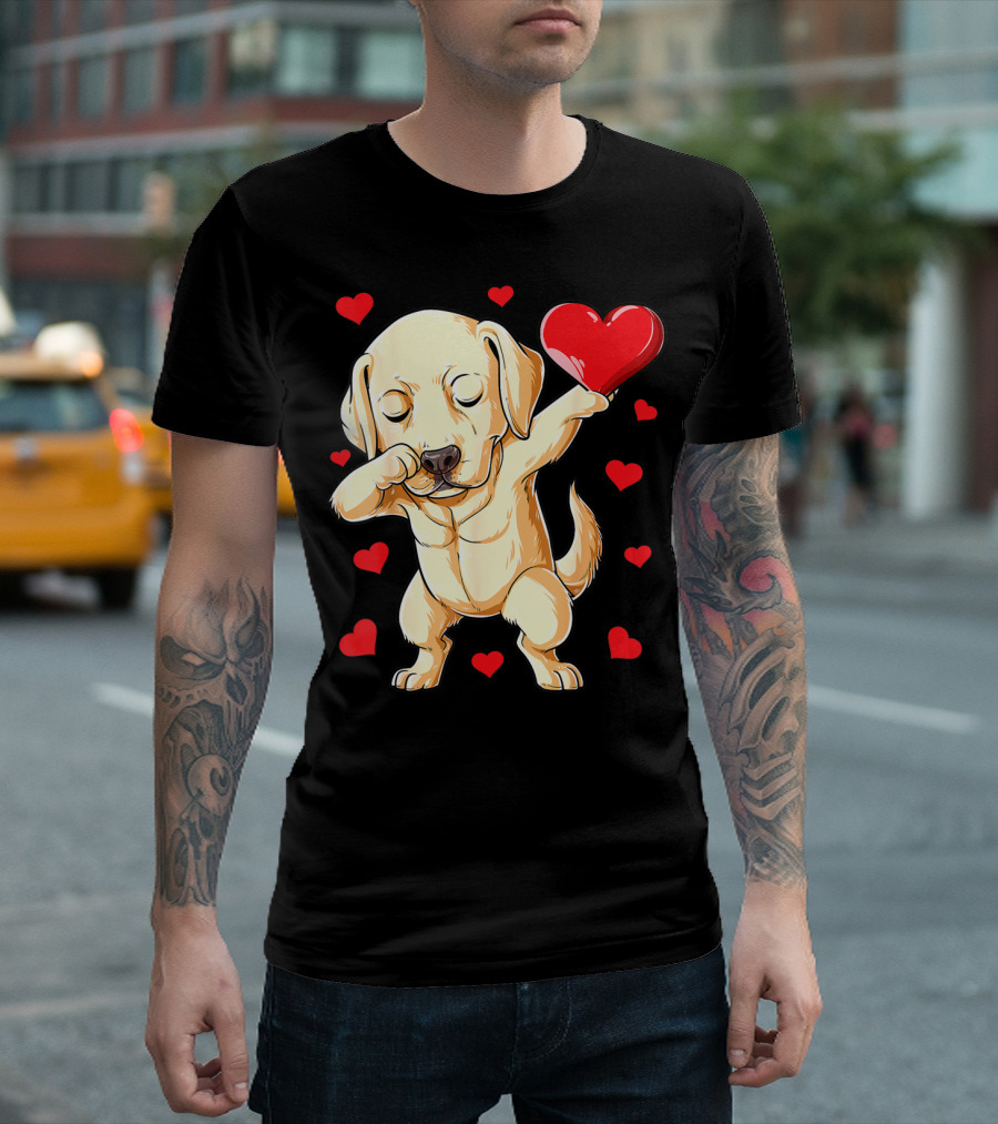 Valentines Day Dabbing Labrador Dog Lover Heart T-Shirt