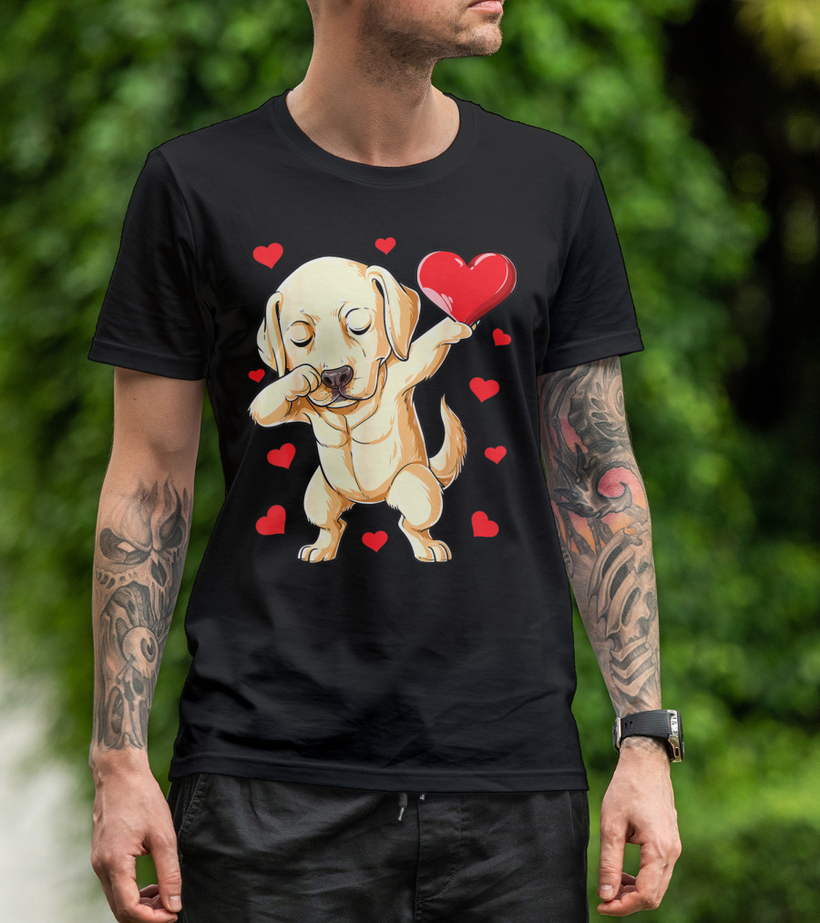 Valentines Day Dabbing Labrador Dog Lover Heart T-Shirt