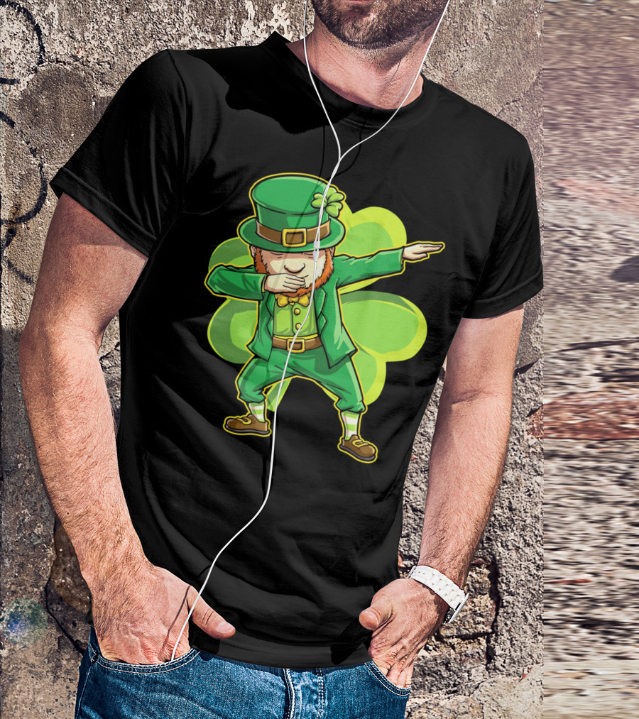 Dabbing Leprechaun Funny St Patricks Day Men Dab Shamrock T-Shirt