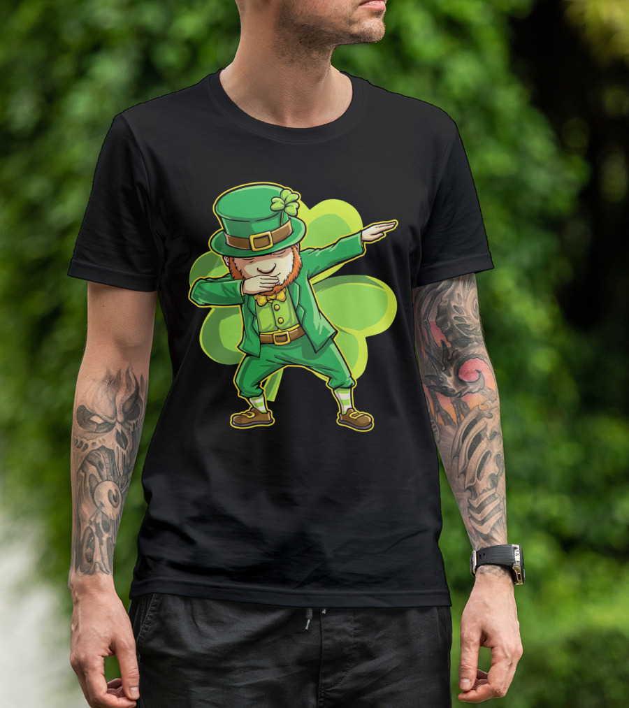 Dabbing Leprechaun Funny St Patricks Day Men Dab Shamrock T-Shirt