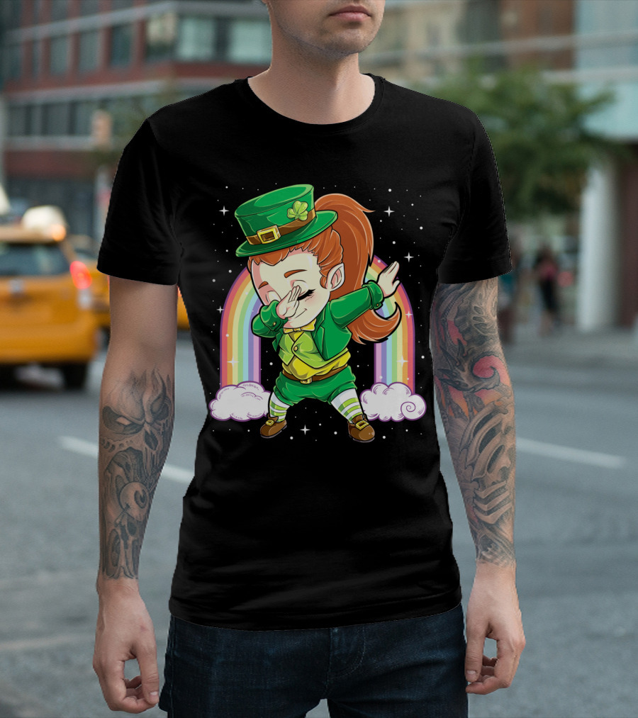 Dabbing Leprechaun St Patricks Day Women Dab Rainbow Special T-Shirt