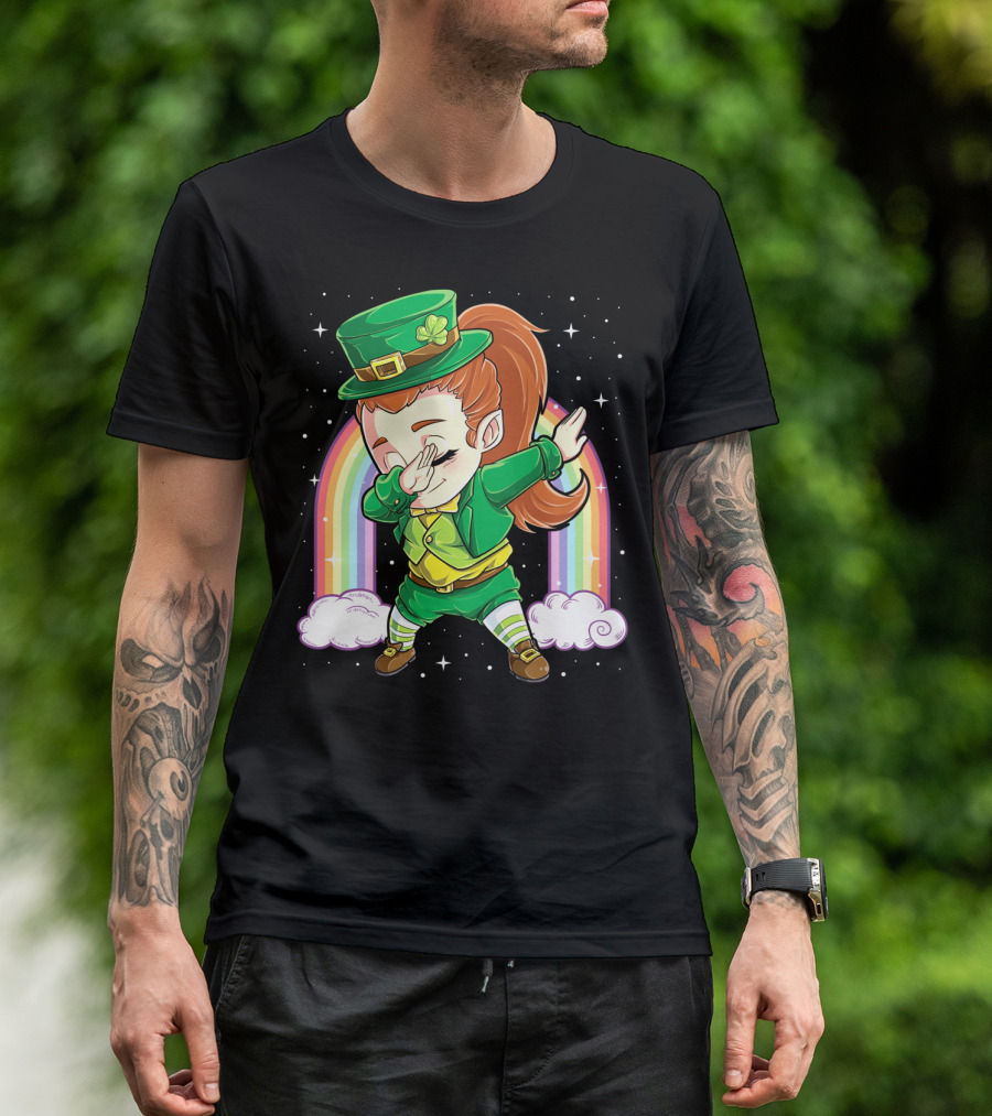Dabbing Leprechaun St Patricks Day Women Dab Rainbow Special T-Shirt
