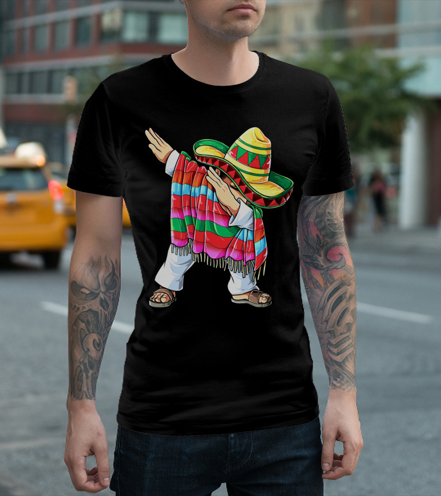 Cinco De Mayo Dabbing Sombrero Mexican Poncho Funny Dance T-Shirt
