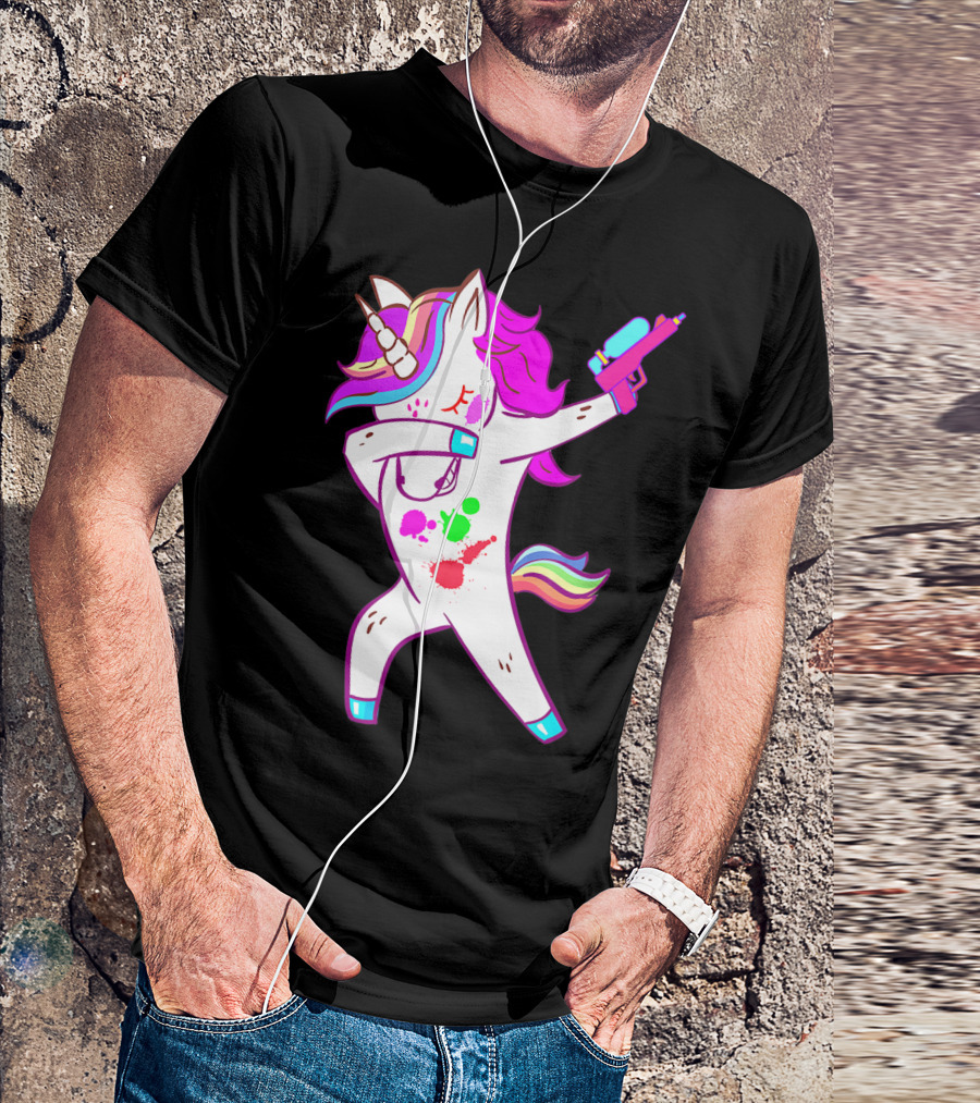 Dabbing Unicorn With Paintball Gun For Men And Teen Players T-Shirt