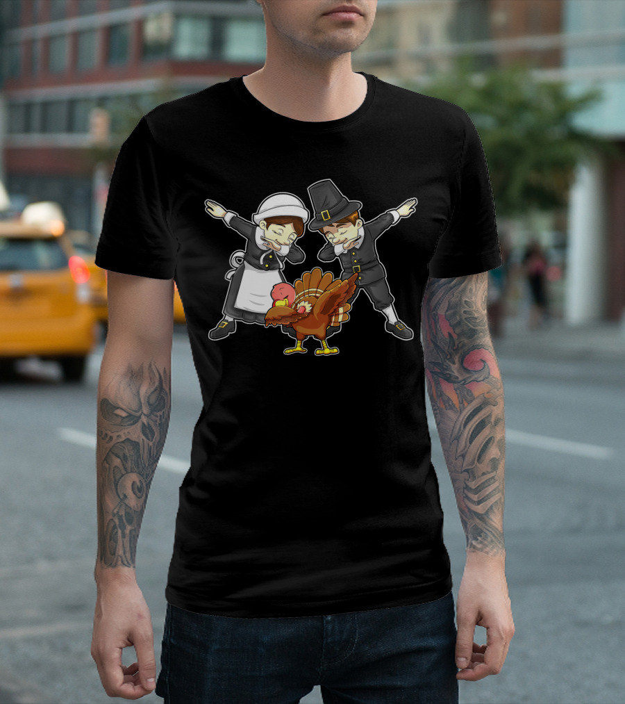 Thanksgiving Dabbing Dance Pilgrim Turkey Happy T-Shirt