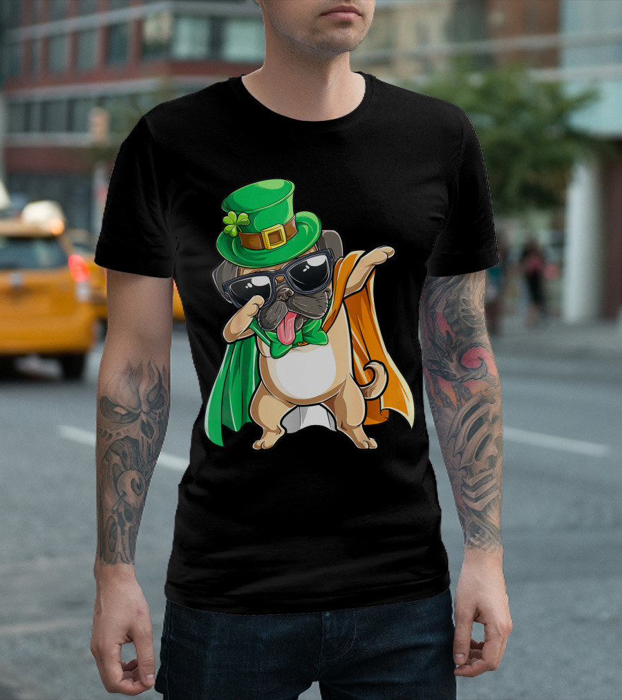 Dabbing Pug Leprechaun St Patrick's Day Boys Irish T-Shirt