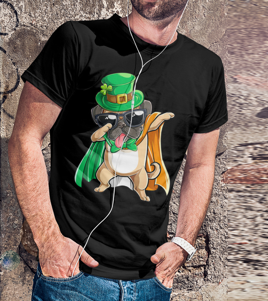 Dabbing Pug Leprechaun St Patrick's Day Boys Irish T-Shirt