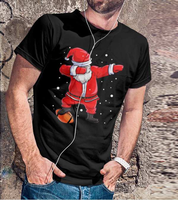 Dabbing Santa Football Christmas Snowflakes T-Shirt