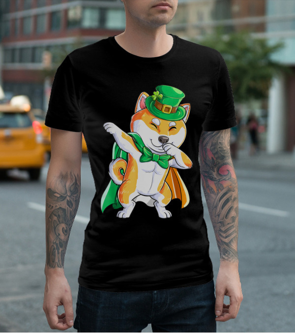 Dabbing Shiba Inu Leprechaun St Patricks Day Irish T-Shirt