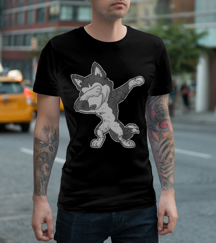 Dabbing Siberian Husky Dog Dab Cartoon T-Shirt