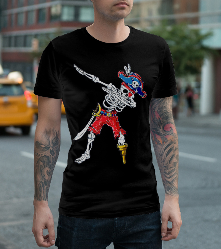 Dabbing Skeleton Pirate Jolly Roger Kids Skull Boys T-Shirt