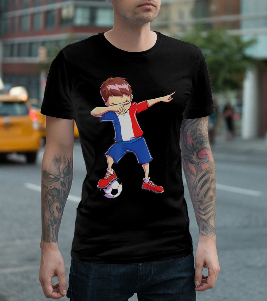 France Dabbing Soccer Player Boys Men French Football T-Shirt