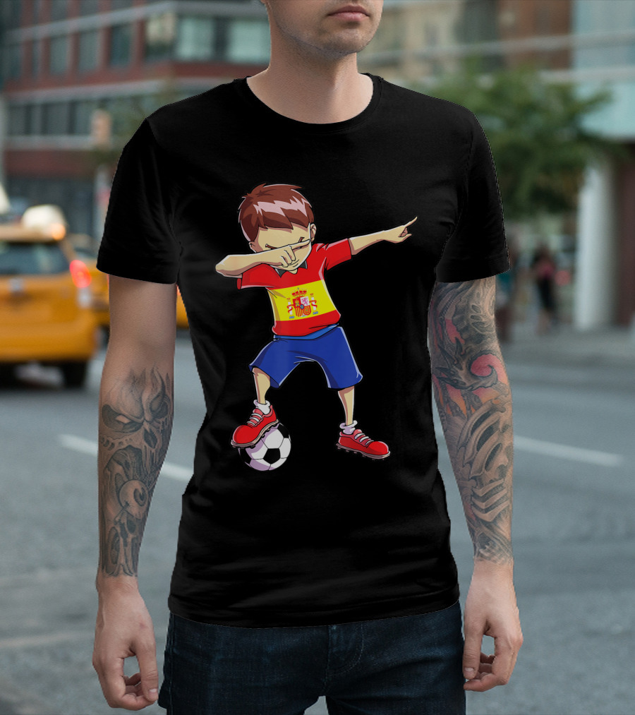 Spain Soccer Dabbing Kid Spanish Football T-Shirt